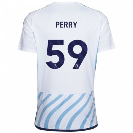 Kandiny Niño Camiseta Ben Perry #59 Blanco Azul 2ª Equipación 2023/24 La Camisa