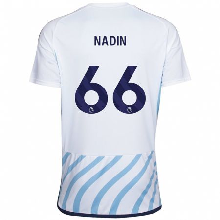 Kandiny Niño Camiseta Jack Nadin #66 Blanco Azul 2ª Equipación 2023/24 La Camisa