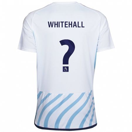 Kandiny Bambino Maglia Archie Whitehall #0 Bianco Blu Kit Gara Away 2023/24 Maglietta