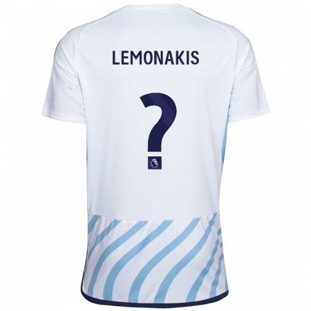 Kandiny Bambino Maglia Georgios Lemonakis #0 Bianco Blu Kit Gara Away 2023/24 Maglietta