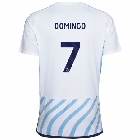 Kandiny Bambino Maglia Sophie Domingo #7 Bianco Blu Kit Gara Away 2023/24 Maglietta