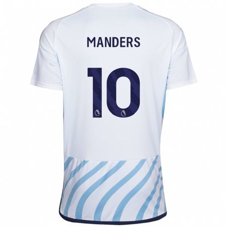 Kandiny Bambino Maglia Holly Manders #10 Bianco Blu Kit Gara Away 2023/24 Maglietta