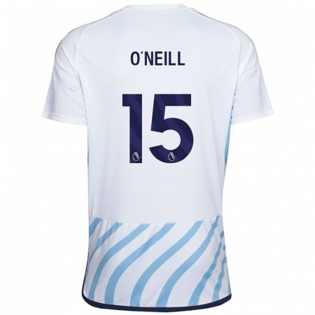 Kandiny Niño Camiseta Laura-Jayne O'neill #15 Blanco Azul 2ª Equipación 2023/24 La Camisa