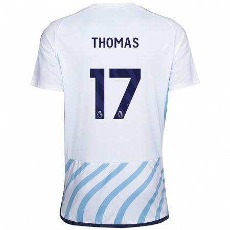 Kandiny Bambino Maglia Freya Thomas #17 Bianco Blu Kit Gara Away 2023/24 Maglietta