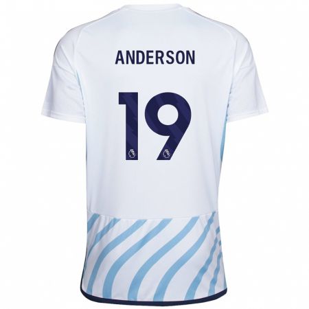 Kandiny Niño Camiseta Becky Anderson #19 Blanco Azul 2ª Equipación 2023/24 La Camisa