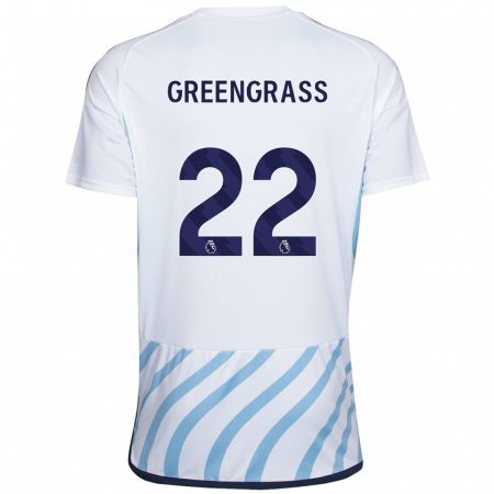 Kandiny Bambino Maglia Charlotte Greengrass #22 Bianco Blu Kit Gara Away 2023/24 Maglietta