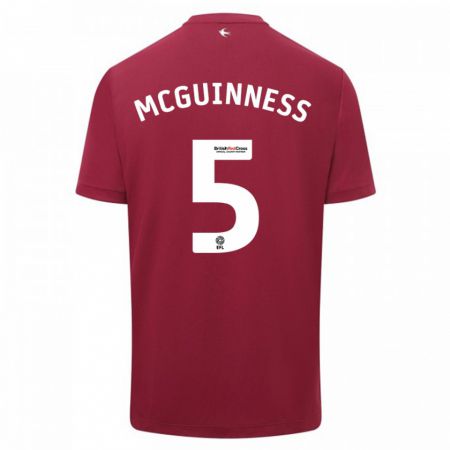 Kandiny Bambino Maglia Mark Mcguinness #5 Rosso Kit Gara Away 2023/24 Maglietta