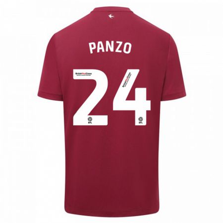 Kandiny Bambino Maglia Jonathan Panzo #24 Rosso Kit Gara Away 2023/24 Maglietta