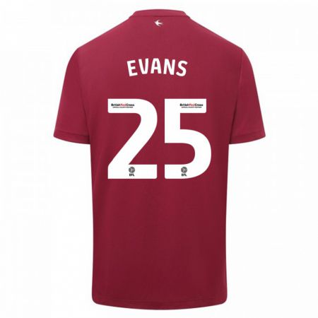 Kandiny Bambino Maglia Kieron Evans #25 Rosso Kit Gara Away 2023/24 Maglietta