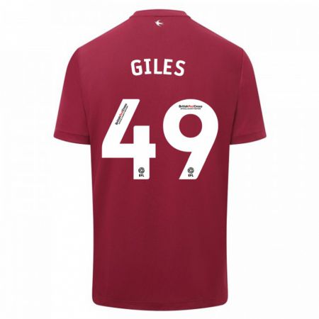 Kandiny Bambino Maglia Luey Giles #49 Rosso Kit Gara Away 2023/24 Maglietta