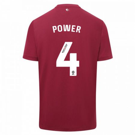 Kandiny Bambino Maglia Hannah Power #4 Rosso Kit Gara Away 2023/24 Maglietta