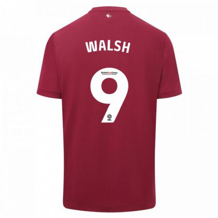 Kandiny Bambino Maglia Catherine Walsh #9 Rosso Kit Gara Away 2023/24 Maglietta