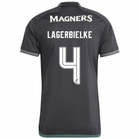 Kandiny Kinder Gustaf Lagerbielke #4 Schwarz Auswärtstrikot Trikot 2023/24 T-Shirt Österreich