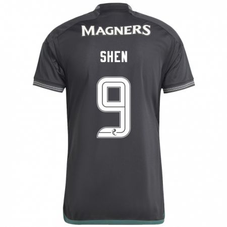 Kandiny Bambino Maglia Shen Mengyu #9 Nero Kit Gara Away 2023/24 Maglietta