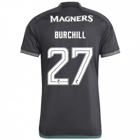 Kandiny Bambino Maglia Tiree Burchill #27 Nero Kit Gara Away 2023/24 Maglietta