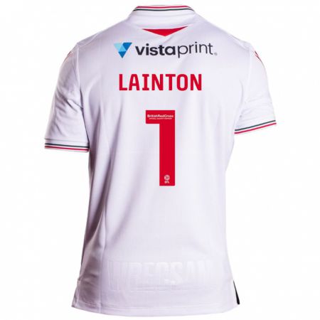 Kandiny Bambino Maglia Rob Lainton #1 Bianco Kit Gara Away 2023/24 Maglietta