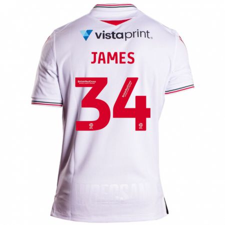 Kandiny Bambino Maglia Aaron James #34 Bianco Kit Gara Away 2023/24 Maglietta