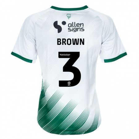 Kandiny Bambino Maglia Jaden Brown #3 Bianco Kit Gara Away 2023/24 Maglietta