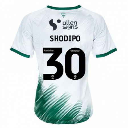 Kandiny Bambino Maglia Olamide Shodipo #30 Bianco Kit Gara Away 2023/24 Maglietta