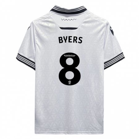 Kandiny Bambino Maglia George Byers #8 Bianco Kit Gara Away 2023/24 Maglietta