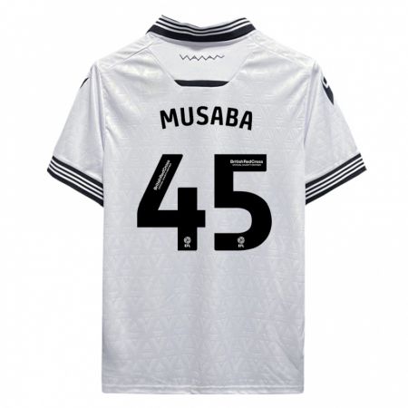 Kandiny Bambino Maglia Anthony Musaba #45 Bianco Kit Gara Away 2023/24 Maglietta