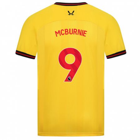 Kandiny Bambino Maglia Oli Mcburnie #9 Giallo Kit Gara Away 2023/24 Maglietta