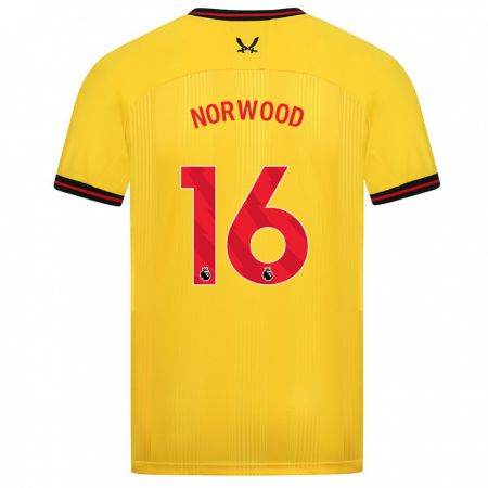 Kandiny Bambino Maglia Oliver Norwood #16 Giallo Kit Gara Away 2023/24 Maglietta