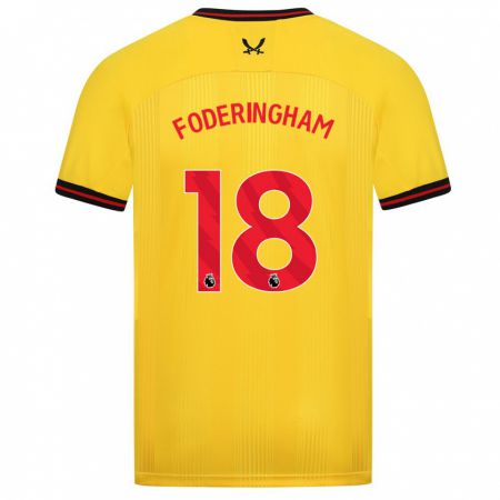 Kandiny Bambino Maglia Wes Foderingham #18 Giallo Kit Gara Away 2023/24 Maglietta