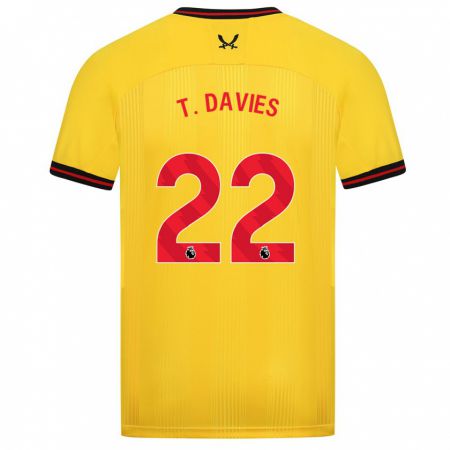 Kandiny Bambino Maglia Tom Davies #22 Giallo Kit Gara Away 2023/24 Maglietta