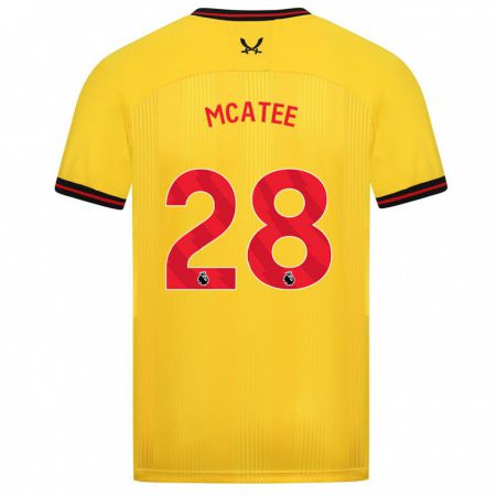 Kandiny Bambino Maglia James Mcatee #28 Giallo Kit Gara Away 2023/24 Maglietta