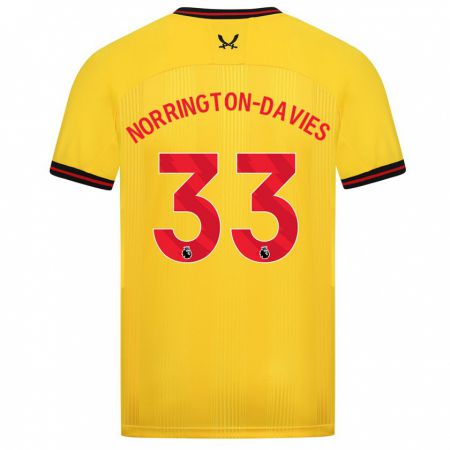 Kandiny Bambino Maglia Rhys Norrington-Davies #33 Giallo Kit Gara Away 2023/24 Maglietta