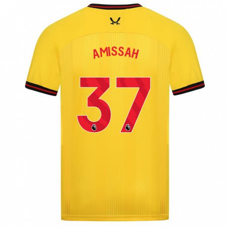 Kandiny Bambino Maglia Jordan Amissah #37 Giallo Kit Gara Away 2023/24 Maglietta