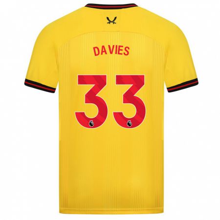 Kandiny Bambino Maglia Bethan Davies #33 Giallo Kit Gara Away 2023/24 Maglietta