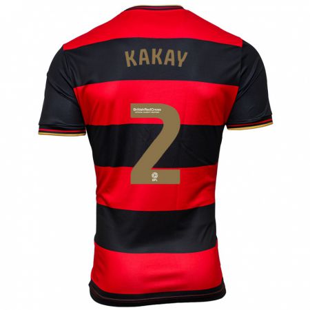 Kandiny Bambino Maglia Osman Kakay #2 Nero Rosso Kit Gara Away 2023/24 Maglietta