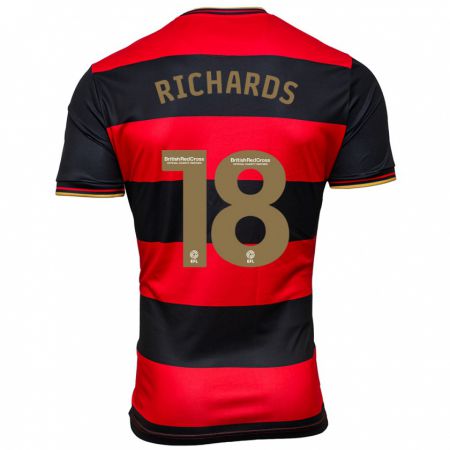 Kandiny Bambino Maglia Taylor Richards #18 Nero Rosso Kit Gara Away 2023/24 Maglietta