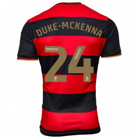 Kandiny Bambino Maglia Stephen Duke-Mckenna #24 Nero Rosso Kit Gara Away 2023/24 Maglietta