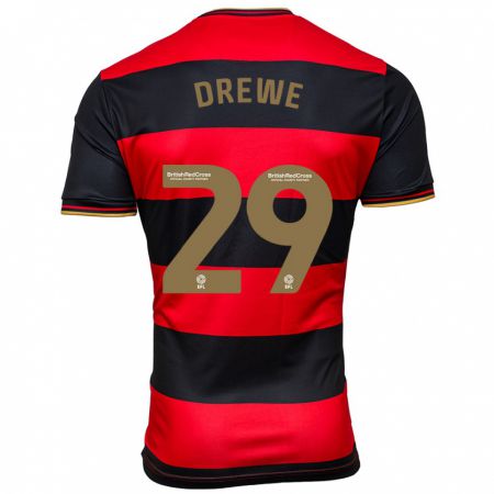 Kandiny Bambino Maglia Aaron Drewe #29 Nero Rosso Kit Gara Away 2023/24 Maglietta