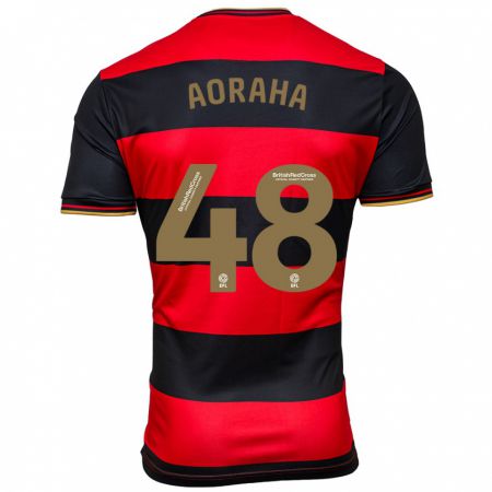 Kandiny Bambino Maglia Alexander Aoraha #48 Nero Rosso Kit Gara Away 2023/24 Maglietta