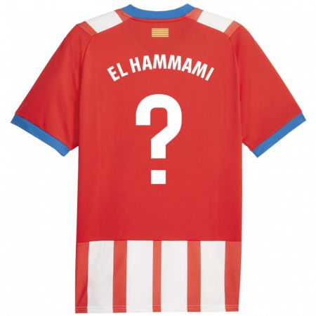 Kandiny Hombre Camiseta Ayoub El Hammami #0 Rojo Blanco 1ª Equipación 2023/24 La Camisa