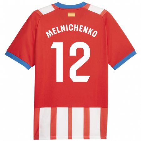 Kandiny Hombre Camiseta Dmytro Melnichenko #12 Rojo Blanco 1ª Equipación 2023/24 La Camisa