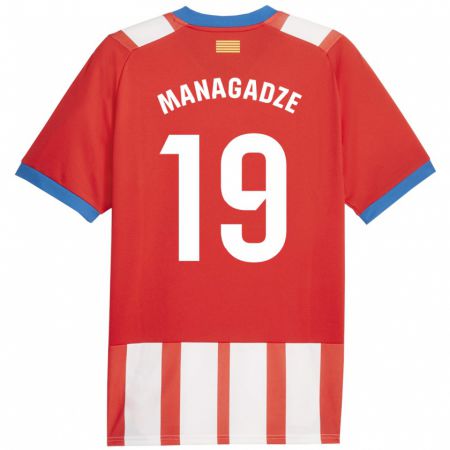 Kandiny Hombre Camiseta Luka Managadze #19 Rojo Blanco 1ª Equipación 2023/24 La Camisa