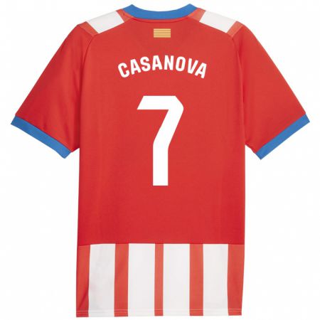 Kandiny Hombre Camiseta Àstrid Casanova #7 Rojo Blanco 1ª Equipación 2023/24 La Camisa