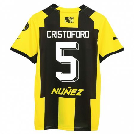 Kandiny Uomo Maglia Sebastián Cristóforo #5 Giallo Nero Kit Gara Home 2023/24 Maglietta