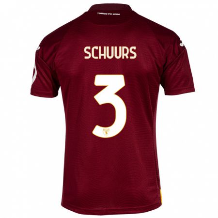 Kandiny Heren Perr Schuurs #3 Donkerrood Thuisshirt Thuistenue 2023/24 T-Shirt België