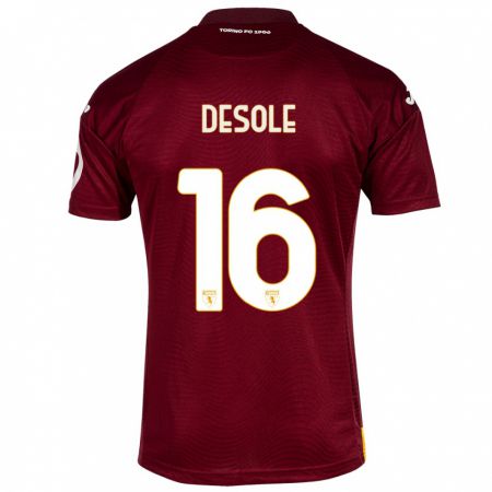 Kandiny Uomo Maglia Fabio Desole #16 Rosso Scuro Kit Gara Home 2023/24 Maglietta