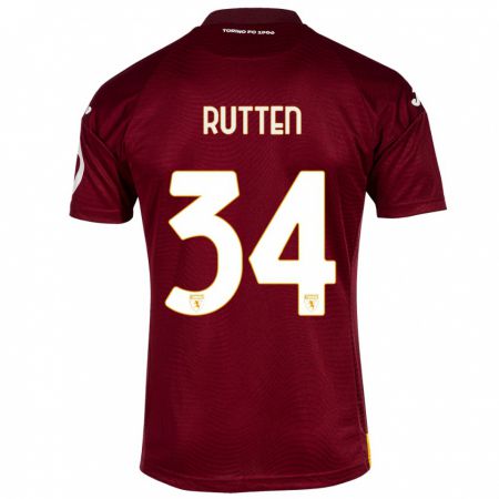 Kandiny Heren Jill Rutten #34 Donkerrood Thuisshirt Thuistenue 2023/24 T-Shirt België