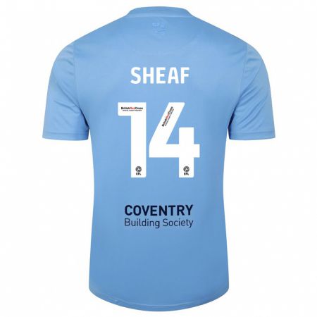 Kandiny Uomo Maglia Ben Sheaf #14 Cielo Blu Kit Gara Home 2023/24 Maglietta