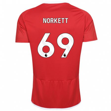 Kandiny Uomo Maglia Manni Norkett #69 Rosso Kit Gara Home 2023/24 Maglietta