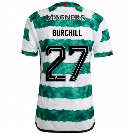 Kandiny Uomo Maglia Tiree Burchill #27 Verde Kit Gara Home 2023/24 Maglietta