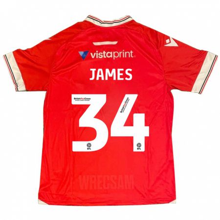 Kandiny Uomo Maglia Aaron James #34 Rosso Kit Gara Home 2023/24 Maglietta